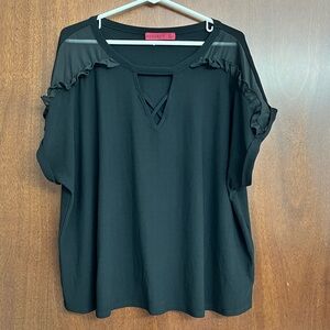 Love Scarlett Black‎ Criss Cross Ruffle Short Sleeve Top Size 2X